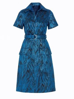 Negris Lebrum Elizabeth’s Dress Blue Metallic Belted